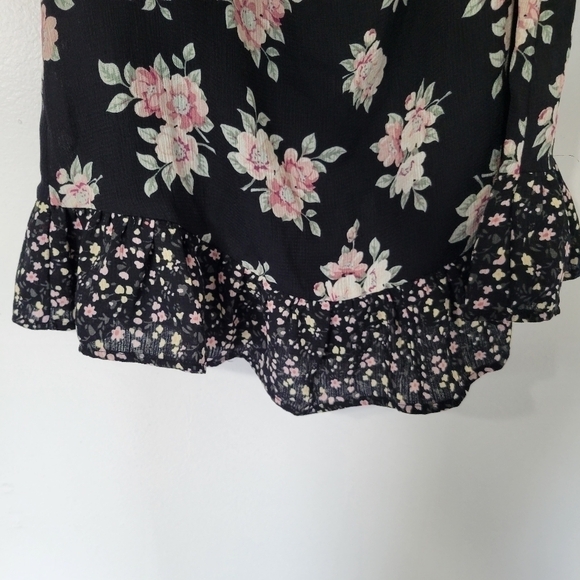 Lulu's Frances Black Floral Print Strapless Tie-Front Mini Dress Size XS - Picture 8 of 11